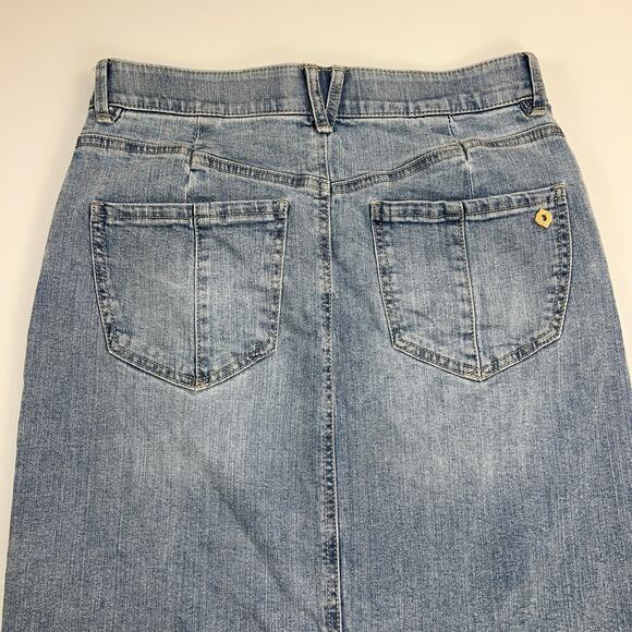 Democracy “Ab”solution Tummy Control Denim Midi Skirt Medium Light Wash Size 4 - Picture 13 of 16